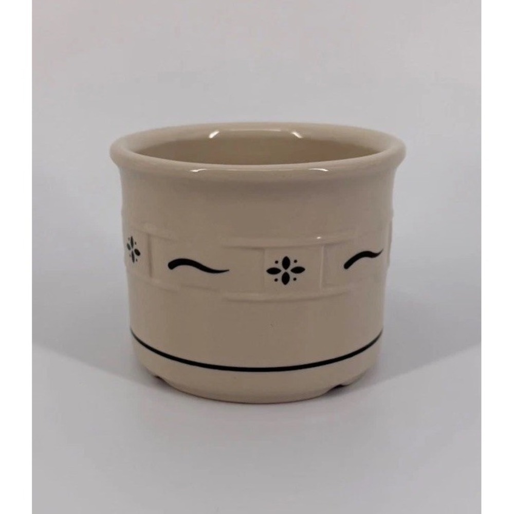 Longaberger Pottery 1 Pint Crock in Woven Traditions Classic Green